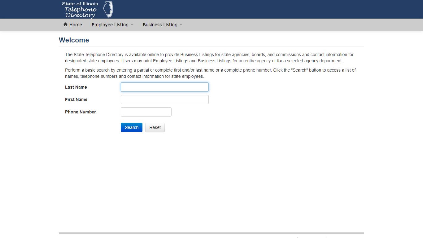 State of Illinois | Telephone Directory: Home